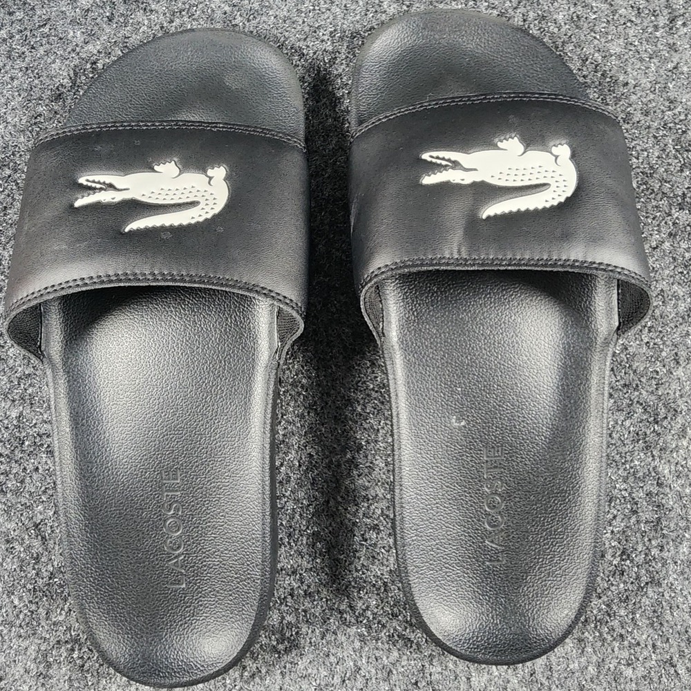 Lacoste Serve Slide Mens Size 9 Black White Logo Athletic Sandals 749CMA0041312 - Picture 4 of 6